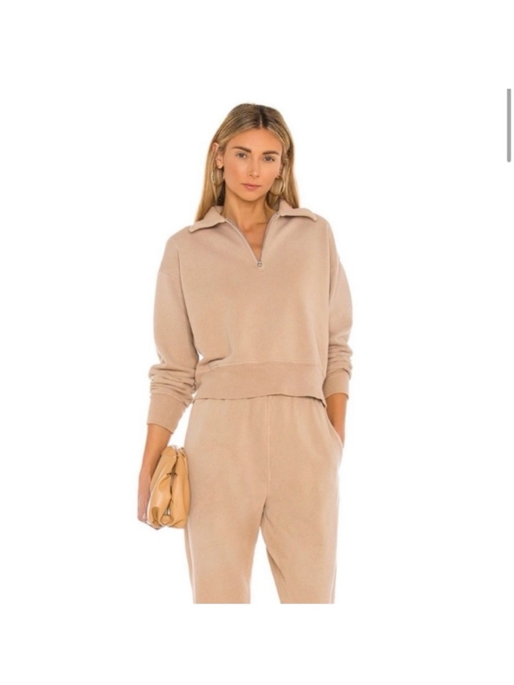 Re/Done x Hanes faded khaki sweats (half zip and pants) size small